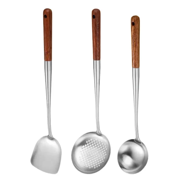 New Kitchen Utensils Cooking Tools 18/10 Stainless Steel Kitchenware with wooden handle