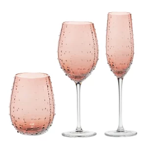 Newest pink color design glasses with solid drop of water red wine glass champagne flutes wine glass set gift box for holiday