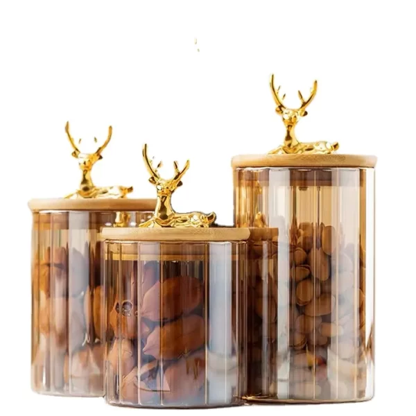 factory outlet borosilicate glass jar electroplated deer jar in kitchen