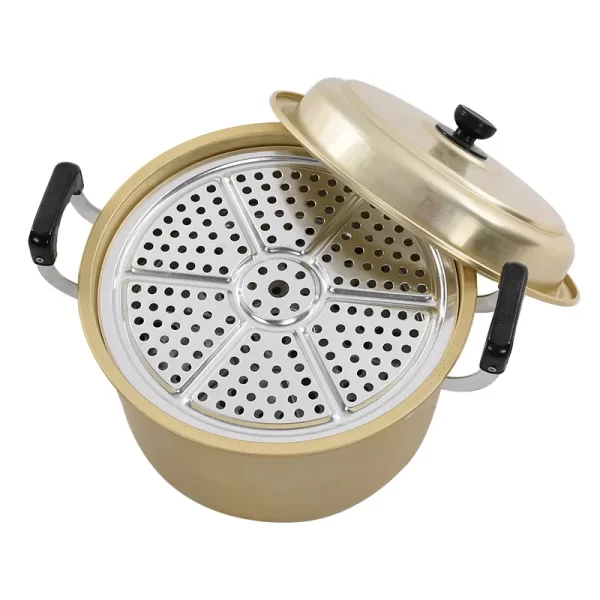 Thickened double extra-large household aluminum steamer yellow aluminum steamed bread steamed fish pot commercial stockpot - Image 3