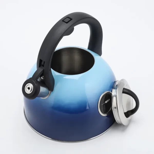 Blue Whistling Kettle Stove Top Tea Pot Stainless Steel 2.5L 2.6QT Whistling Tea Kettle - Image 4
