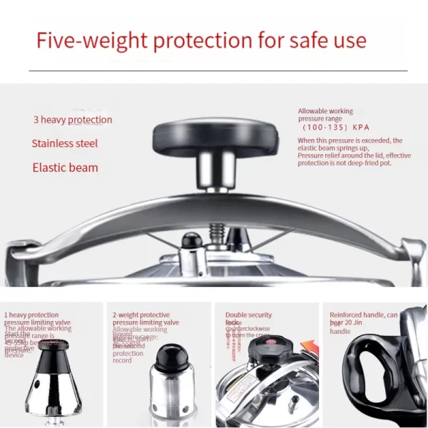 Aluminum pressure cooker 9L non-induction bottom polished aluminum pressure cooker fast cook olla - Image 2