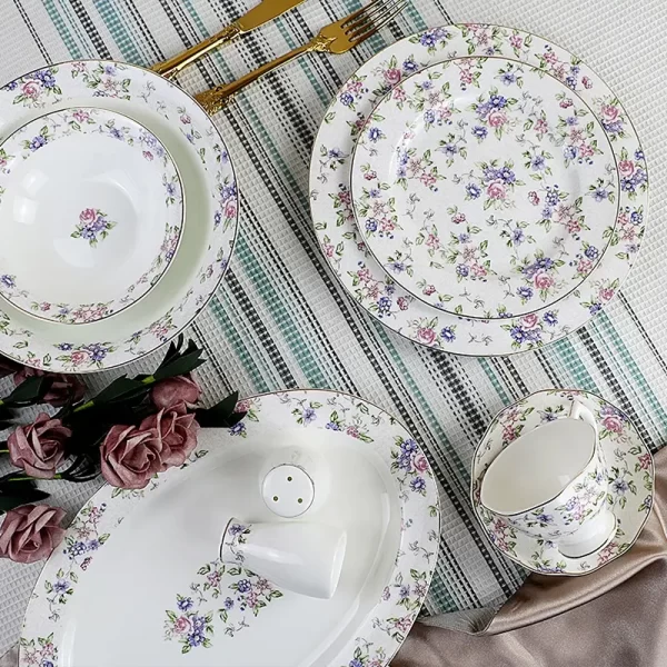 porcelain dinner sets royal high wholesale business gift in UK 87pcs royal vintage dinner set - Image 5