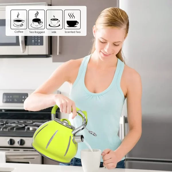 Stainless Steel Whistling Induction Teapot Tea Pot Water Kettle Tea Kettle Home Kitchen Whistle Kettles New Design - Image 2