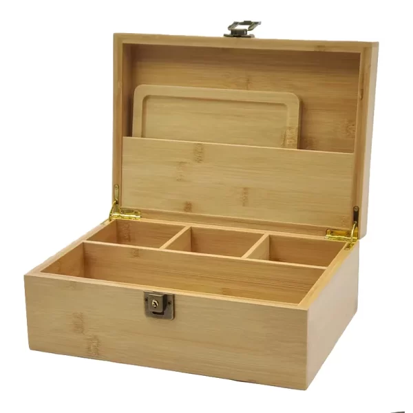 Custom Acacia Wooden Bamboo Utensil Silverware Holder Storage Organizer With Handle for Kitchen Office - Image 2