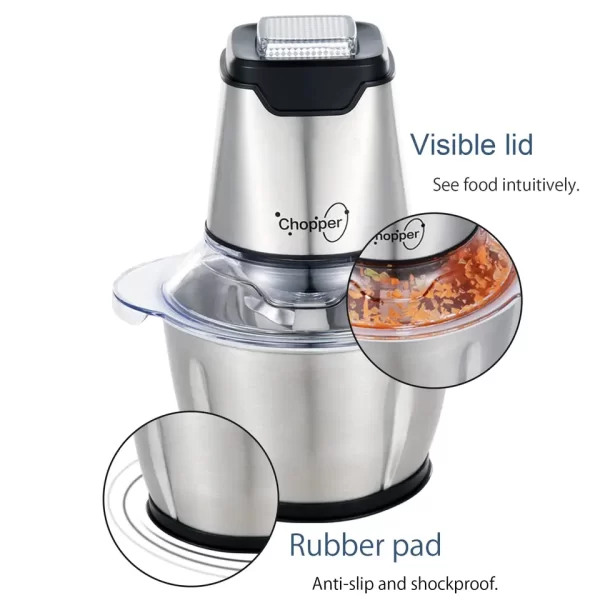 2L Stainless Steel Food Chopper 3 Speeds Automatic Meat Slicers Electric Meat Grinder Machine For kitchen - Image 5