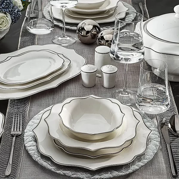 60pcs luxury dinnerware yemek takimi wholesale 6 kisilik yemek takimi Silver conjunto de jantar - Image 3