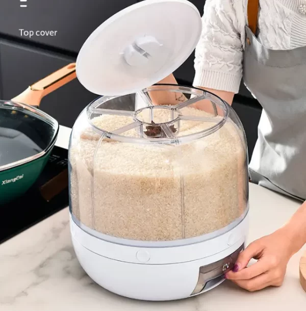 Grain Dispenser 360 Rotating 6 Grid Food Dispenser Rice And Grain Storage Container - Image 5