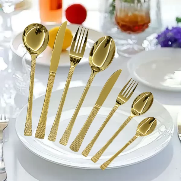 Stainless Steel Dinner Spoons Supplier Flowers Spoon Mate Spoon 3 In 1 Gold 24Pcs Stainless Steel Cutlery Set Knife Fork - Image 3