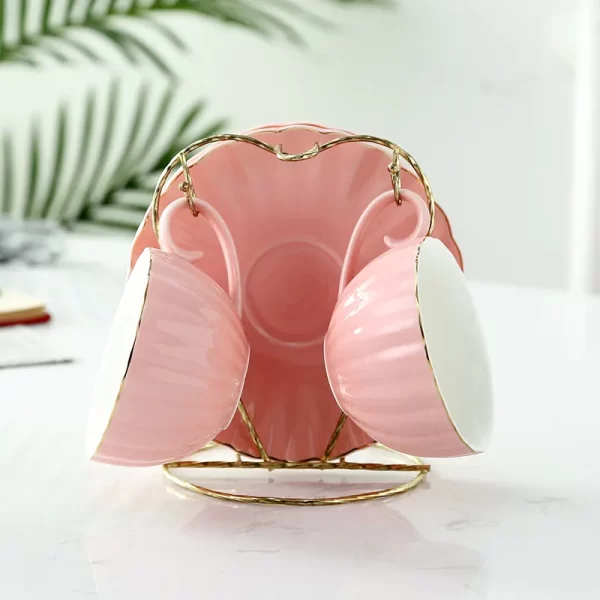 A03-17 Pumpkin Design Stylish Cup and Saucer with New Bone Ceramic Tea Cup Saucer Set - Image 3