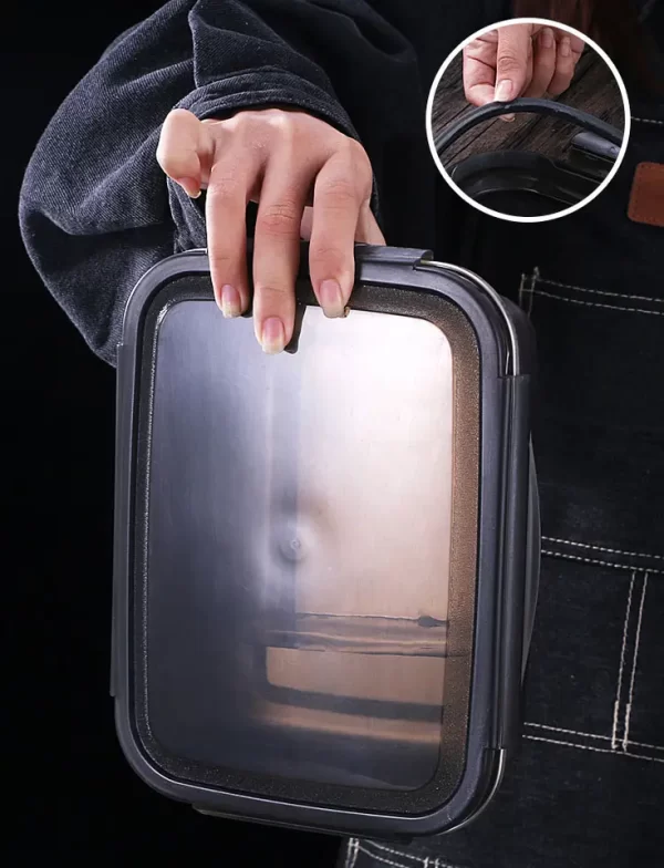 Kitchen Fridge Storage Organizer Sealed Food Container Keep Fresh Stainless Steel Pickle Box with Plastic Lid - Image 5