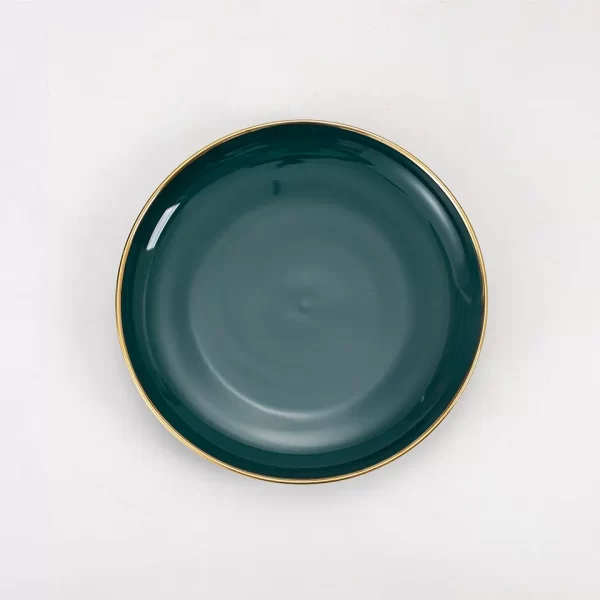 Luxury Dinnerware Set Set Tableware Ceramic Dishes Plates Dinner Set Green with Gold Kitchen Plates and Bowl - Image 4