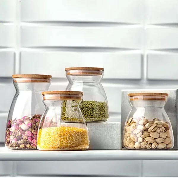 Heat Resistance Food Storage Jars Borosilicate Glass Container with Bamboo Wooden Lid Glass Jar - Image 2