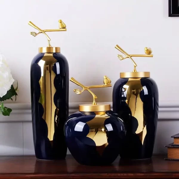 Light luxury vase ceramic ornaments new Chinese living room flower arrangement home TV cabinet creative decoration flower table - Image 2
