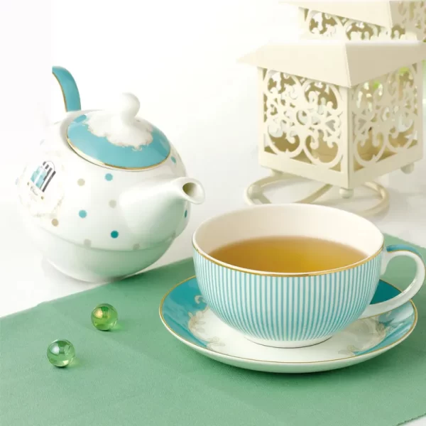 Custom Ceramic Tea for One Set Bone China Teapot with Decal Gold Rim - Image 4