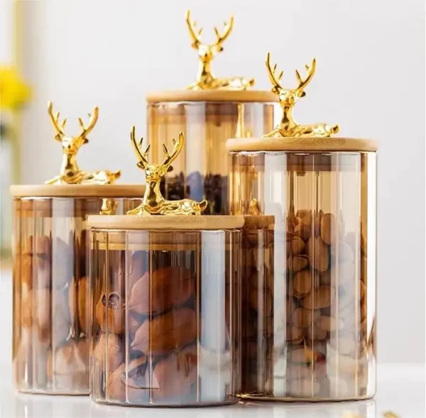 factory outlet borosilicate glass jar electroplated deer jar in kitchen - Image 3