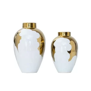 Modern ceramic vase creative light luxury white gold-plated vase storage tank living room fashion ornaments hotel crafts