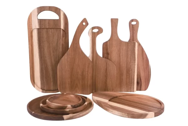 Natural Acacia Wood Tray,Platters,Cheese Plate, For Serving, Wooden Dish Set - Image 2