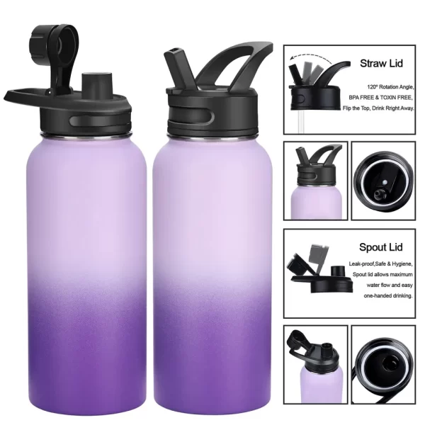 children lady small capacity custom insulated 100% stainless steel hot and cold sport water bottle - Image 3