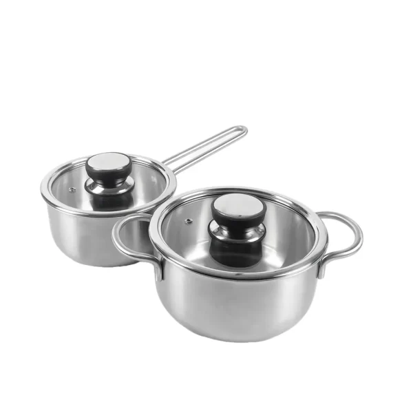 Customizable 6PCS 2mm Thickness Cook Pots And Pans Stainless Steel Kitchen Wear Cookware Sets cooking Pots with Glass Lid - Image 2