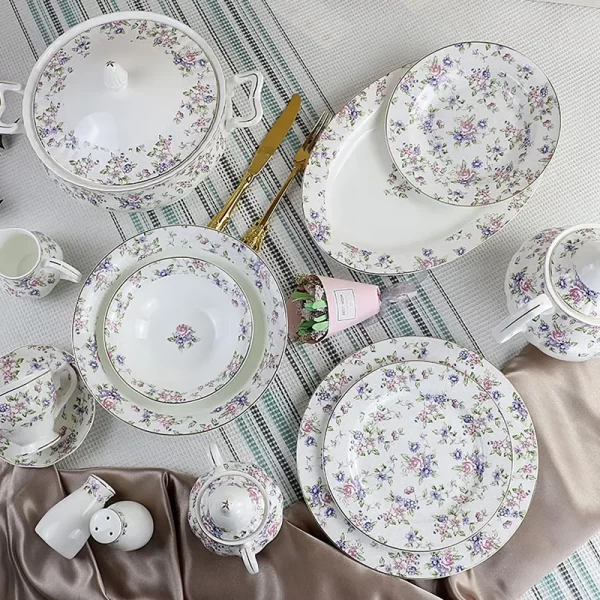 porcelain dinner sets royal high wholesale business gift in UK 87pcs royal vintage dinner set - Image 3