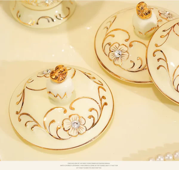 Gold Line Luxury Grace Designs Tea Set Cup Ceramic Coffee European Style Fine Porcelain - Image 4