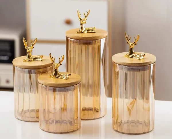 factory outlet borosilicate glass jar electroplated deer jar in kitchen - Image 2