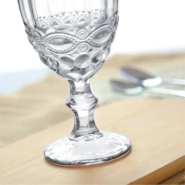 Vintage Thickened Drinking Glass Cups Roman Column Wine Glasses Clear Embossed Tiki Goblets - Image 2