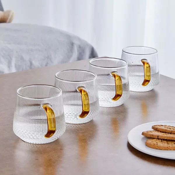 Heat-resisting Clear Ribbed Borosilicate Glass Pitcher Water Jug Set with Lid - Image 2