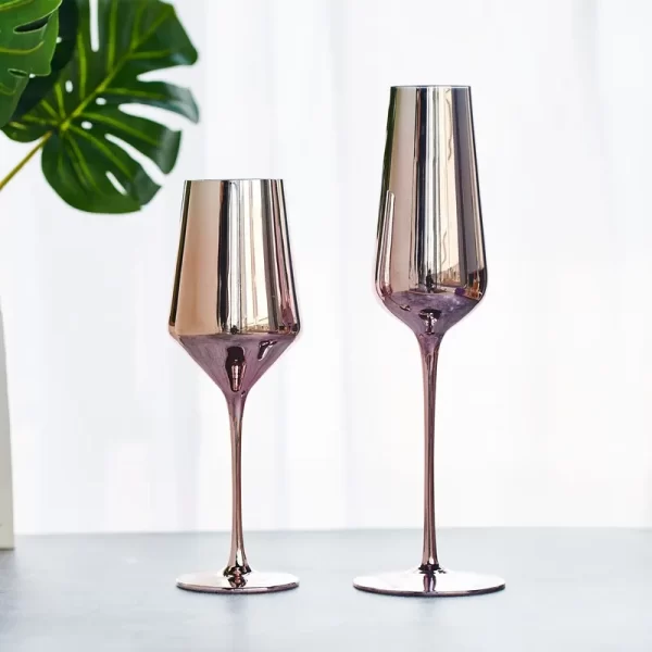 9oz Rose Gold Stemless Champagne Flutes Durable Glass Mimosa Glasses Set, Cocktail Glass, bulb cup Toasting Wedding Glasses - Image 6