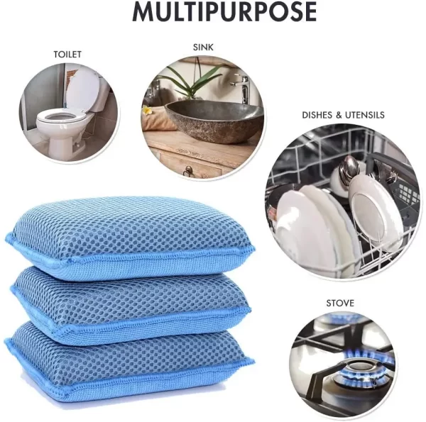 Large Non-Scratch Heavy Duty Commercial Miracle Microfiber Kitchen Mesh Bath Sponge by Scrub Dish washing Cleaning Sponges - Image 2