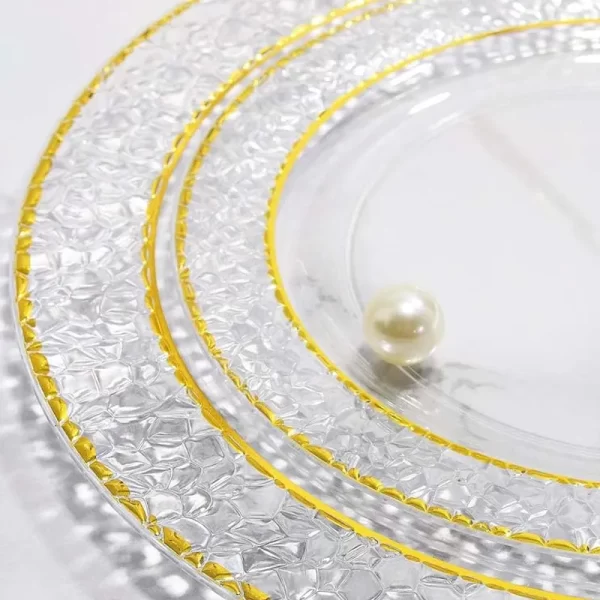 7.5 10.5 Inch Clear Wedding Wholesale Silver Beaded Charger Plates Gold Plastic Plates - Image 2