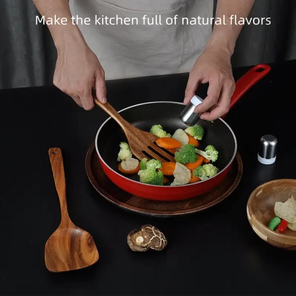 Wholesale teak wood 7pcs utensils cooking set wooden utensils set for kitchen - Image 2