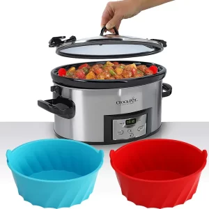 Silicone Slow Cooker Divider Liners fit 6-7 QT Oval Slow Cooker, Reusable Leakproof Silicone Crockpot Liner, Easy Clean
