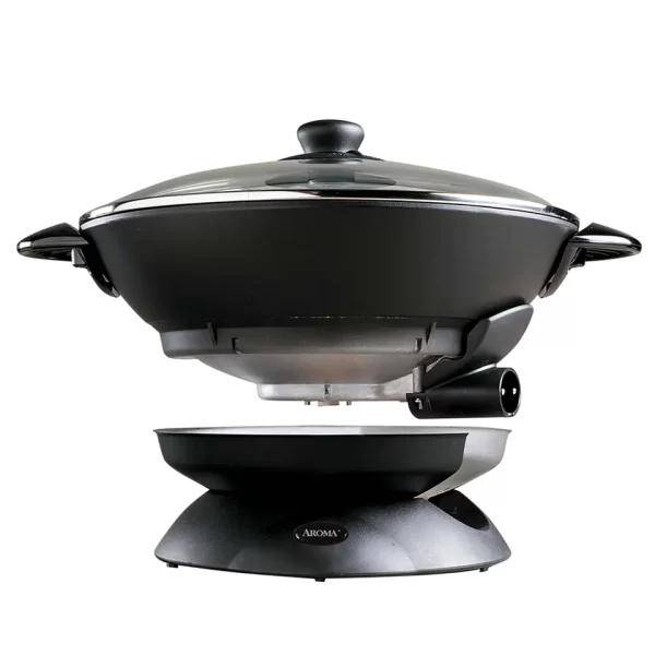 AROMA Professional 7Qt. Electric Nonstick Wok with Glass Lid, Dishwasher Safe (AEW-306) - Image 4