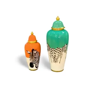 Hand Made Aluminium Green Platinum Ginger Jar For Home Decoration